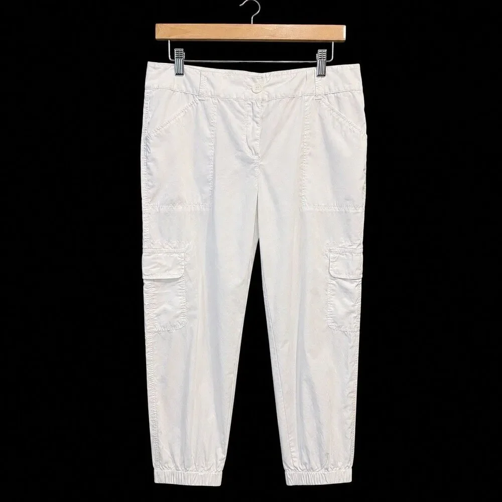 Loft Outlet Cargo Jogger White Pants Women Size  10 35x26 - Picture 2 of 10